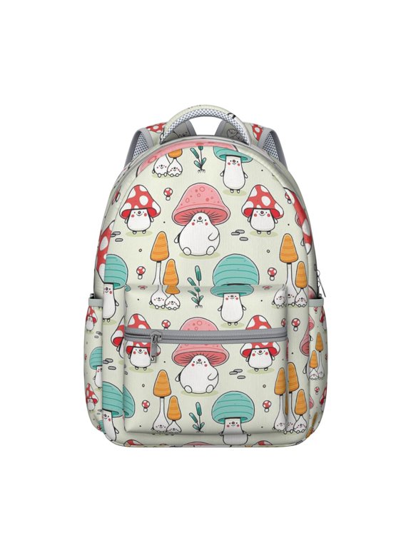 Mushroom Students Backpack Boho Woodland Vintage Magical Forest Mushroom Design Psychedelic Trippy School Bag
