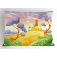 thumbnail image 1 of Fairy Tale Pillow Sham Cartoon Tower with Abstract Trees and Hills Fantasy Magical Land Illustration, Decorative Standard Queen Size Printed Pillowcase, 30 X 20 Inches, Multicolor, by Ambesonne, 1 of 2