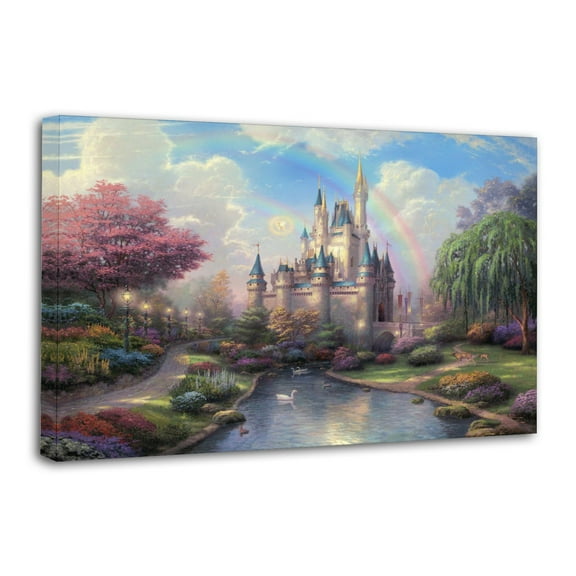 Fairy Tale Princess Castle Cinderellas Canvas Wall Art Prints Poster Gifts Photo Picture Painting Posters Room Decor Home Decorative 24x36inch(60x90cm)