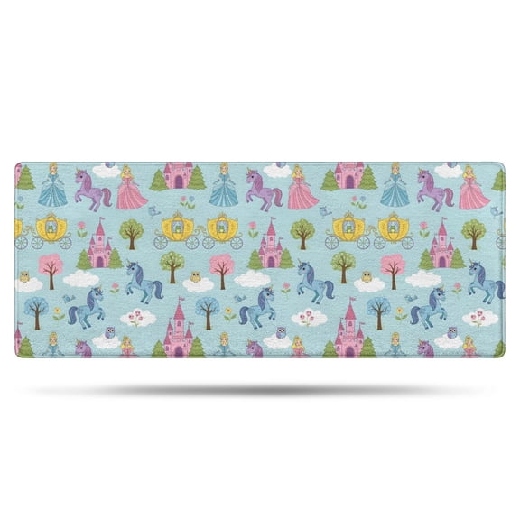 Fairy Tale Princess Castle Pattern Bathroom Rugs Mat,Non Slip Microfiber Bathroom Rug,Rubber Backing,Soft Bathroom Mats for Bathroom Floor,Tub and Shower,60x24in(150x60cm)