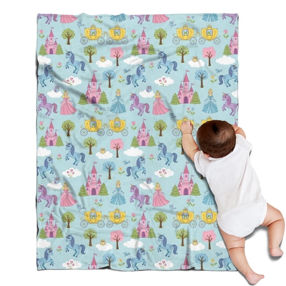 Fairy Tale Princess Castle Pattern Blanket,Comfortable Soft Flannel Throw Blanket,All Season,Warm Lightweight Blankets for Sofa Bed Couch Living Room Chair,30"x40"