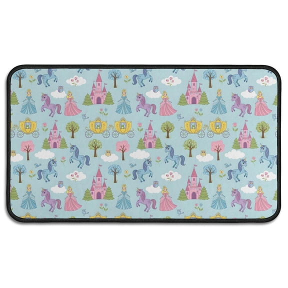 Fairy Tale Princess Castle Pattern Door Rugs,Washable Non Slip Door Mats Indoor,Decorative Door Mats,Entry Mat Indoor for Entrance,Bedroom,Kitchen,Bathroom,30"x17"