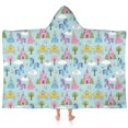 thumbnail image 1 of Fairy Tale Princess Castle Pattern Hooded Bath Towel，60"x35" for Ages 3 To 12 Kids, Quick Dry Lightweight Soft Microfiber Hood Beach Towel Cover Up for Kids, 1 of 7