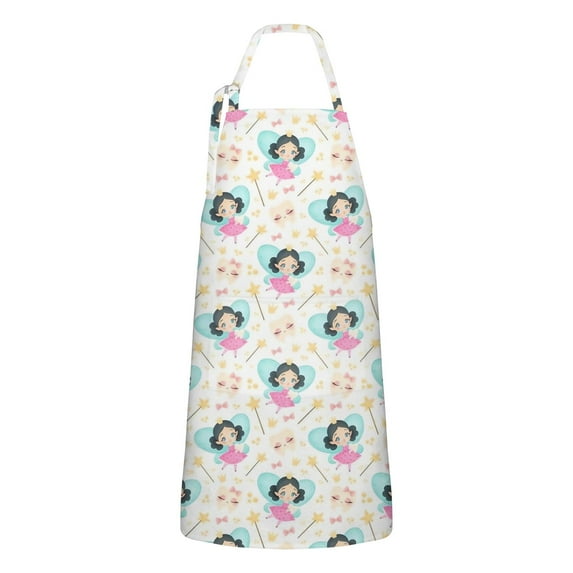 Fairy Tale Princess Pattern Apron-Garden Aprons for Women with Pockets-Cotton Linen Waterproof Kitchen Cooking Gardening Aprons Adjustable for Kitchen,Cooking,BBQ and Salon 33x27 Inch