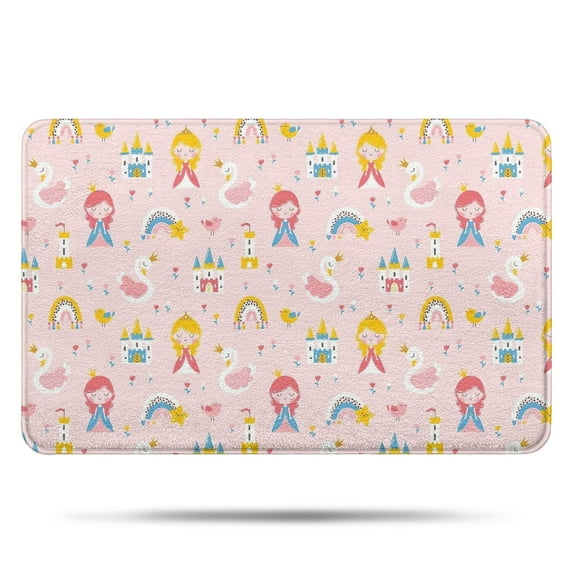 Fairy Tale Princess Pattern Bathroom Rugs Mat,Non Slip Microfiber Bathroom Rug,Rubber Backing,Soft Bathroom Mats for Bathroom Floor,Tub and Shower,17x27in(43x68cm)