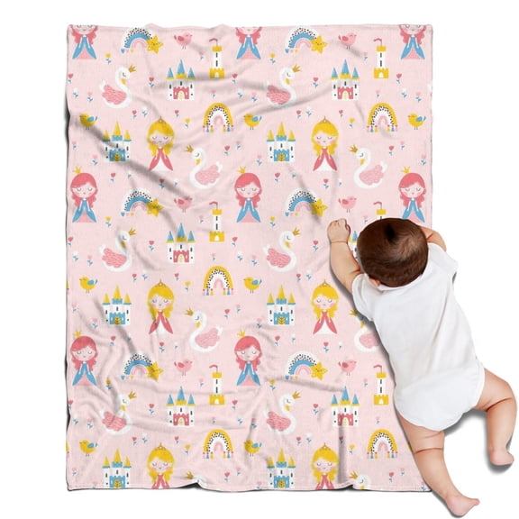 Fairy Tale Princess Pattern Blanket,Comfortable Soft Flannel Throw Blanket,All Season,Warm Lightweight Blankets for Sofa Bed Couch Living Room Chair,30"x40"