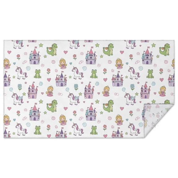 Fairy Tale Princess Pattern Rectangle Tablecloth 60"x102",Waterproof Polyester Rectangle Table Cloth, Wipeable Spillproof Polyester Tablecloth for Dining, Camping, Indoor and Outdoor