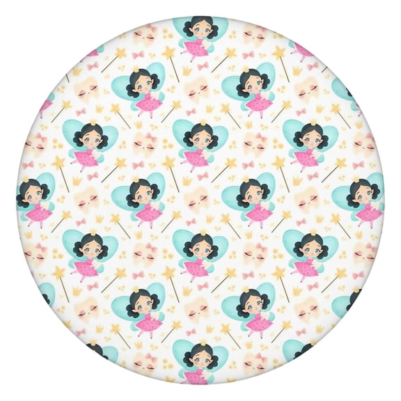 Fairy Tale Princess Pattern Round Fitted Tablecloth with Elastic Edge,Dining Table Cover Waterproof,Outdoor Round Tablecloth for Camping,Dining,Indoor and Outdoor