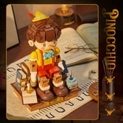 Fairy Tale Series Pinocchio Building Block Marionette Doll Joint Movement With Lights Decoration Exquisite Gift Box, Suitable For Adult Building Block Lovers Halloween Christmas Gift