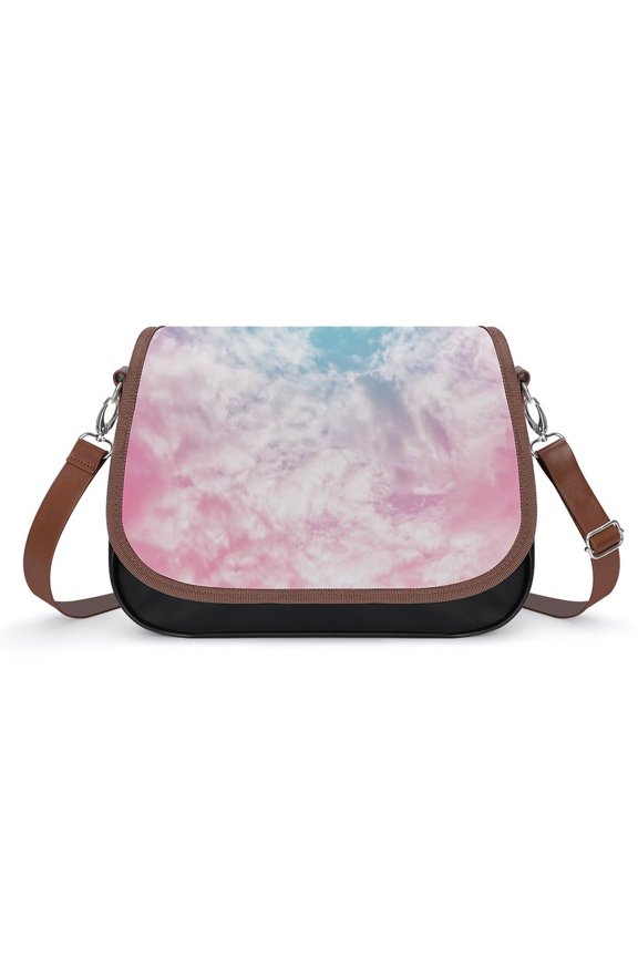 Fairy Tale Sky Backdrop Vintage Crossbody Bag for Women Medium Leather Hobo Bags Shoulder Bag Classic City Leather Satchels