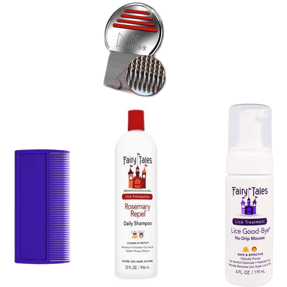 Fairy Tales Nits and Lice Prevention and Treatment Kit with Terminator Comb and Lice Treatment Mousse and Preventative Shampoo