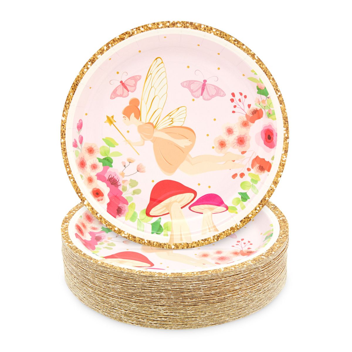 Fairy Tea Party Paper Plates for Girls Floral Birthday Supplies (7 In, 48 Pack) - image 1 of 7