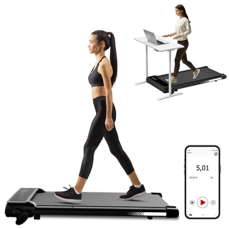 Fairy Walking Pad Treadmill with Incline and Lights, 3 in 1 Portable Treadmill with LED Display and APP, White