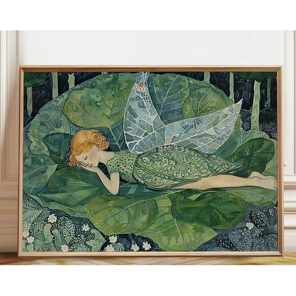 Fairy Wall Art Poster - Fairy Slumber Art - Magical Forest Fantasy Wall Decor - Nature Art Fairy Gift – Poster, ,Decor For Living Room Bedroom, 16x24 UNFRAMED