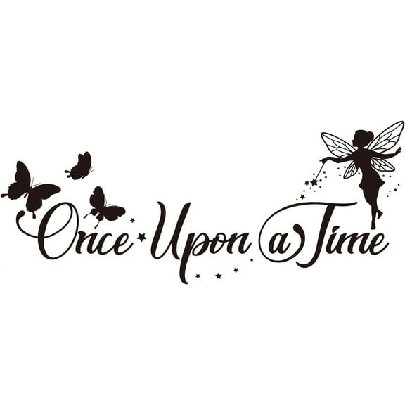 Fairy Wall Decals Fairy Tale Wall Stickers Once Upon a Time Quote Wallpaper Home Decor Vinyl Self-Adhesive Sticker for Kids Room Nursery Living Room Bedroom Classroom Decoration 1pc