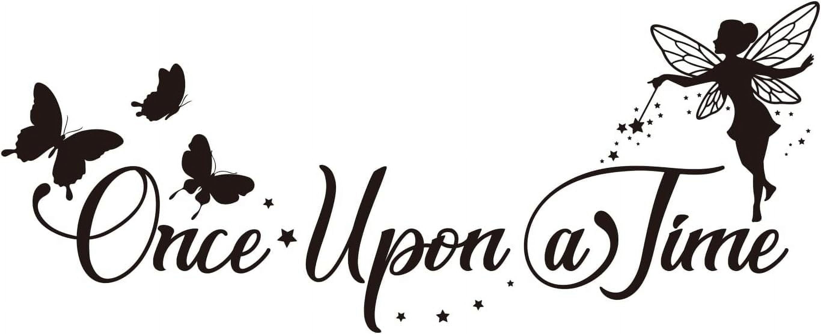 Fairy Wall Decals Fairy Tale Wall Stickers Once Upon a Time Quote Wallpaper Home Decor Vinyl Self-Adhesive Sticker for Room Nursery Living Room Bedroom Classroom Decoration