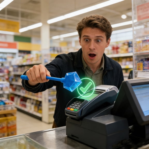 Fairy Wand Credit Card Holder, 3D Printed Tap to Pay Wand, Magic Wand Contactless Payment Holder, Credit Card Wand for Tap Cards, Fantasy Wands Wallet Novelty Gifts (Blue)