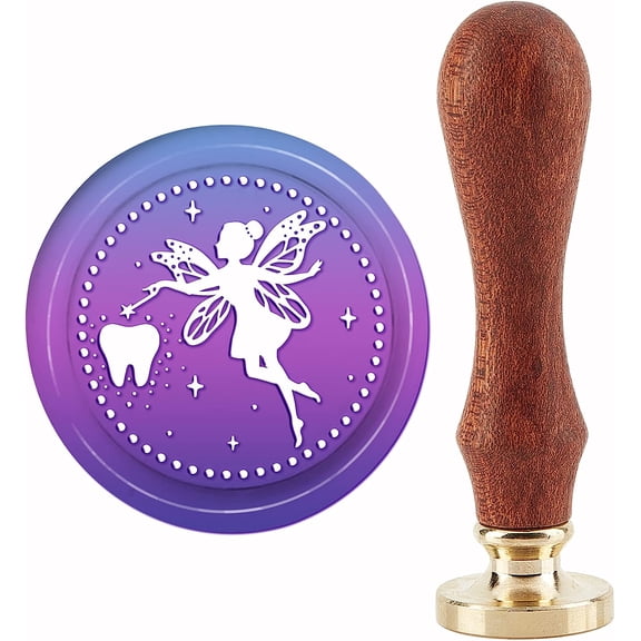 Fairy Wax Seal Stamp Tooth Vintage Sealing Wax Stamps Butterfly 30mm Removable Brass Head with Wood Handle for Wedding Invitations Envelopes Christmas Thanksgiving Gift Packing for DIY