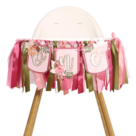 Fairy Wildflower High Chair Banner Yarn Tassel First Birthday Decoration Floral Garland Party Supplies