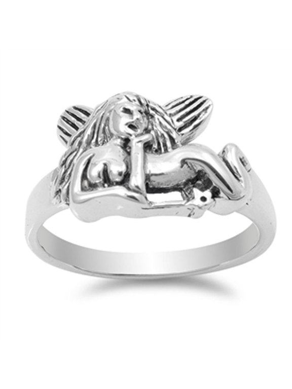 Fairy Winged Mystical Ring .925 Sterling Silver Band Jewelry Female Male Unisex Size 4