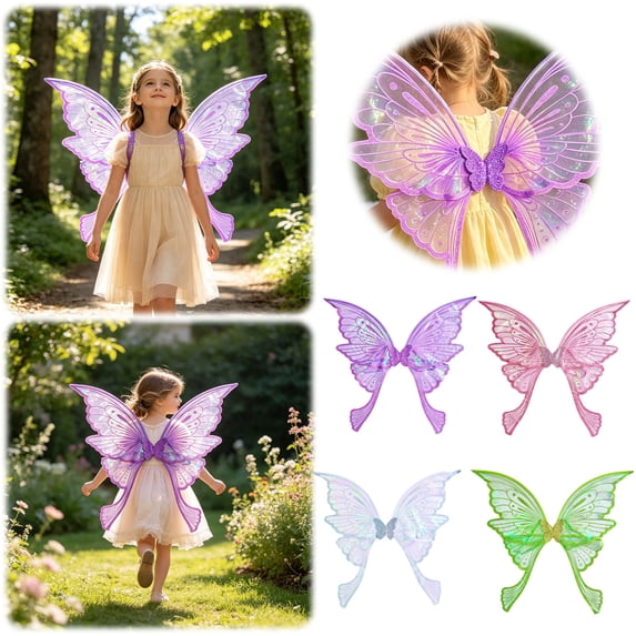 Fairy Wings 32.7"x33.1" Adjustable Transparent Strap Party Accessory Sequin Party Prop for Halloween Events