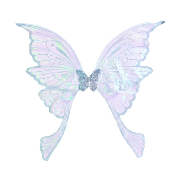 Fairy Wings 32.7"x33.1" Adjustable Transparent Strap Party Accessory Sequin Party Prop for Halloween Events
