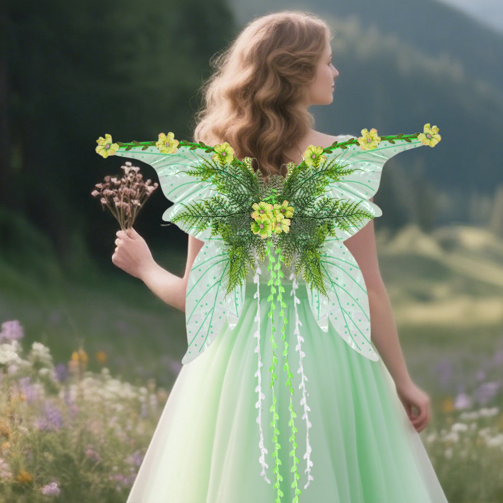 Fairy Wings for Women - Mother Nature Costume Woodland Elf Wings with  Colorful Flowers Leaves and Vines for Adults Butterfly Wings for  Renaissance Renfaire Fairy Costume Photoshoot
