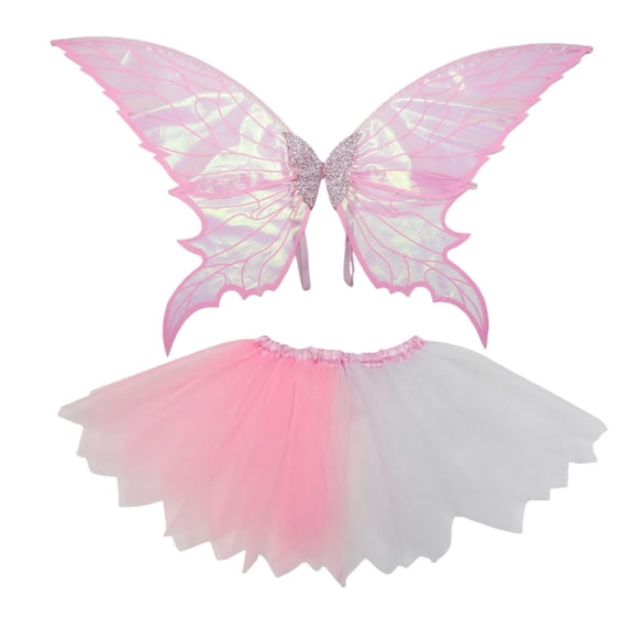 Fairy Wings for Adult Women, 2PCS Fairy Costume Set with Tulle Tutu Skirts for Halloween Cosplay Party