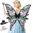 thumbnail image 1 of WETRBWEH Fairy Wings for Adults and Girls, Black Fairy Costume Set with Floral Garland, Wand, Butterfly Wings Halloween Cosplay Costume for Girls, 1 of 6