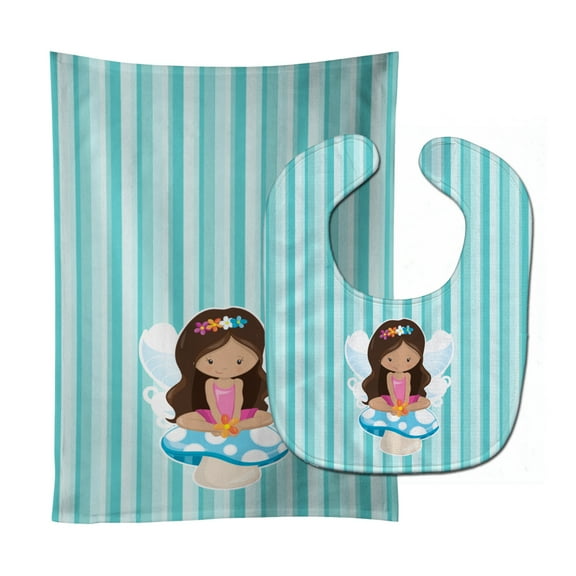 Fairy on Mushroom Baby Bib and Burp Cloth