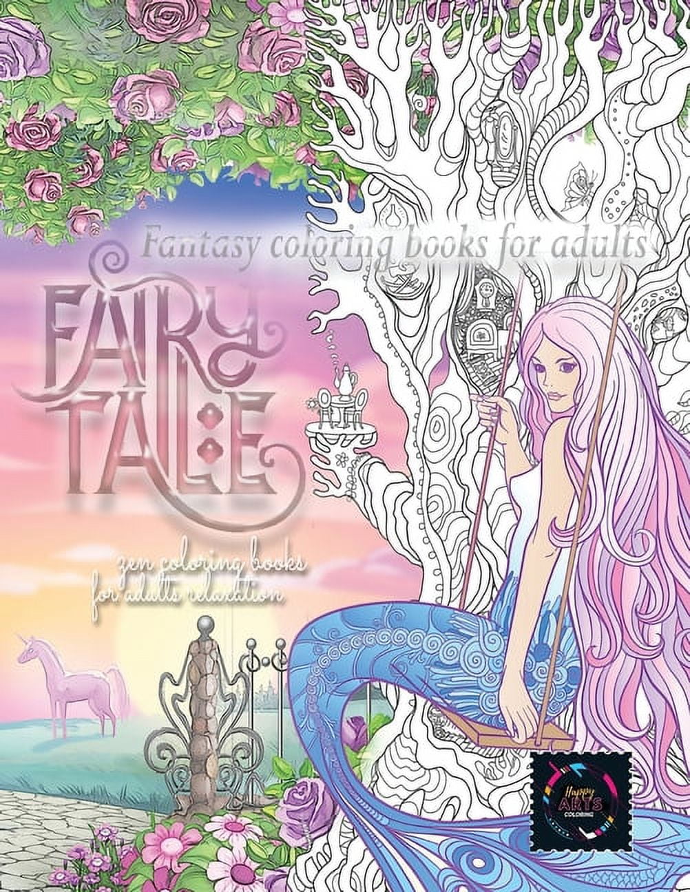 Fairy tale fantasy coloring books for adults: zen coloring books for