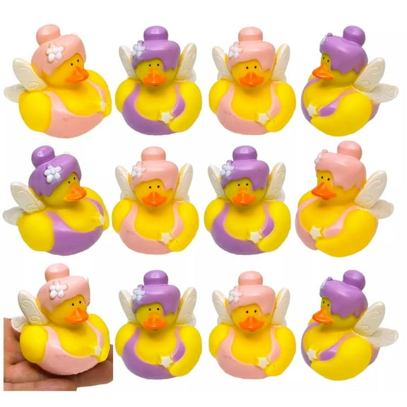 Fairy with Star Wand Rubber Ducks 12 Pieces (2" x 2.5" x 2.25") Pink and Purple