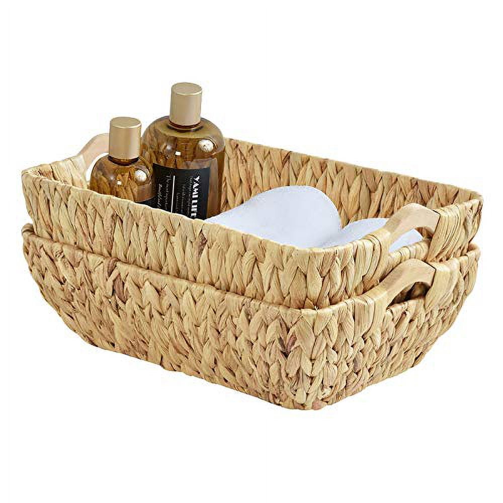 FairyHaus Wicker Baskets with Handles, Natural Wicker Basket for Organizing Shelves, Small Hand