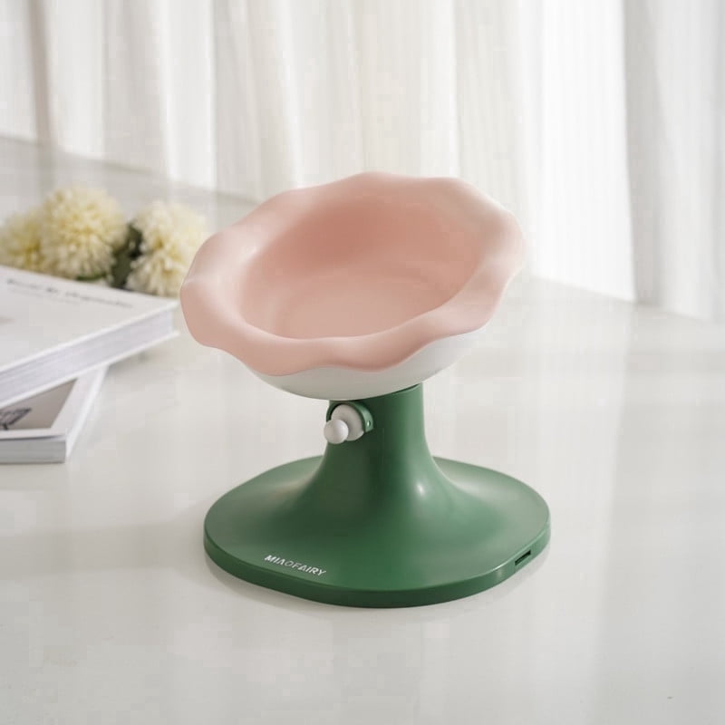 Fairela Lightweight Habitat Mounted Regular Ceramic Food & Water Bowl with 1 Cat Bowl, Pink Floral