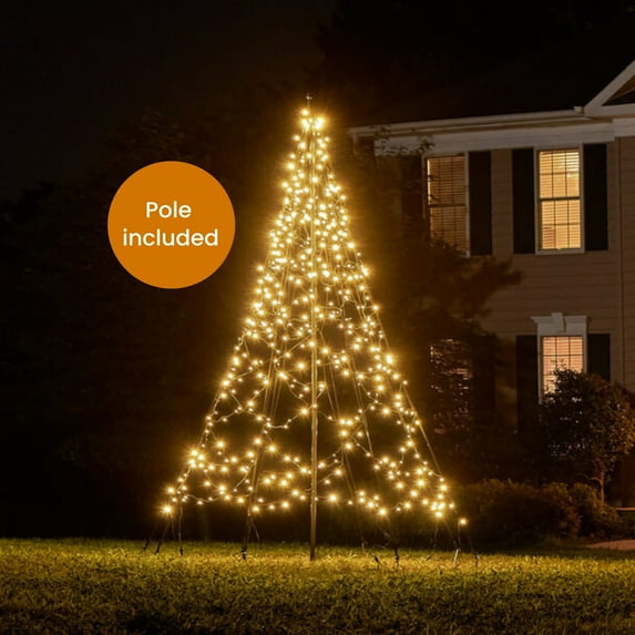 Fairybell Outdoor LED Christmas Tree (10FT 480 LED Lights) Pole Included, Easy Install, Warm White Color