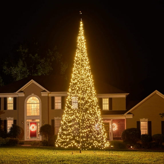 Fairybell Outdoor LED Christmas Tree (20FT 2000 LED Lights) Easy Install, Warm White Color, Pole Sold Separately