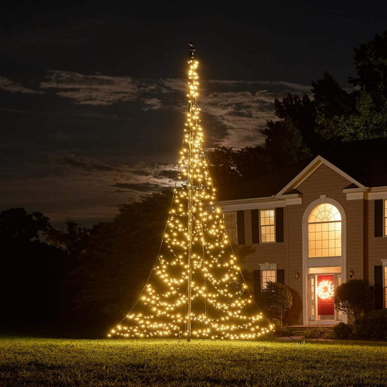 Fairybell 20ft Flagpole Christmas Tree 720 LED Lights Warm White