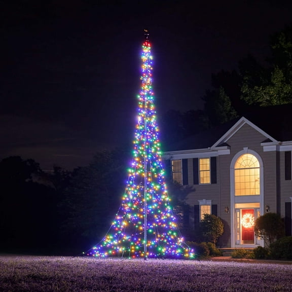 Fairybell Outdoor LED Christmas Tree (20FT 900 LED Lights) Easy Install, Multi Color, Pole Sold Separately