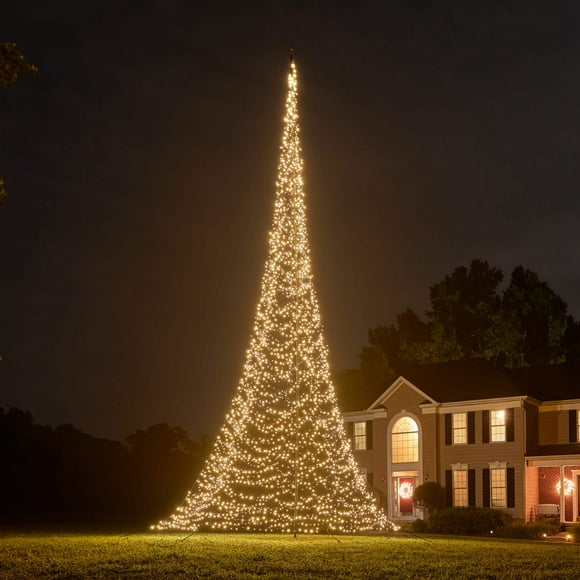 Fairybell Outdoor LED Christmas Tree (40FT 4,000 LED Lights) Pole Not Included, Easy Install, Warm White Color