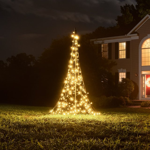 Fairybell Outdoor LED Christmas Tree (7FT 240 LED Lights) Pole Included