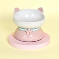 thumbnail image 1 of Fairela Elevated Ceramic Food and Water Bowl for Cats, Pink Cute Ear Design, 1 of 9