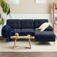 thumbnail image 1 of Fairyland Modern Luxury Sectional Sofa & Couch, Chenille Solid Wood Frame, Removable Machine Washable L-Shaped Sofa, Dark Blue, 1 of 7