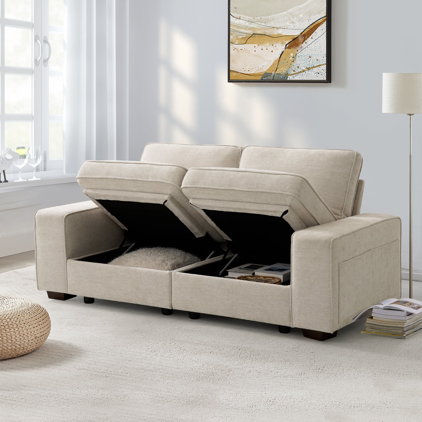 Fairyland Modern Sectional Sofa, Modular Storage Sofa Couch with Free