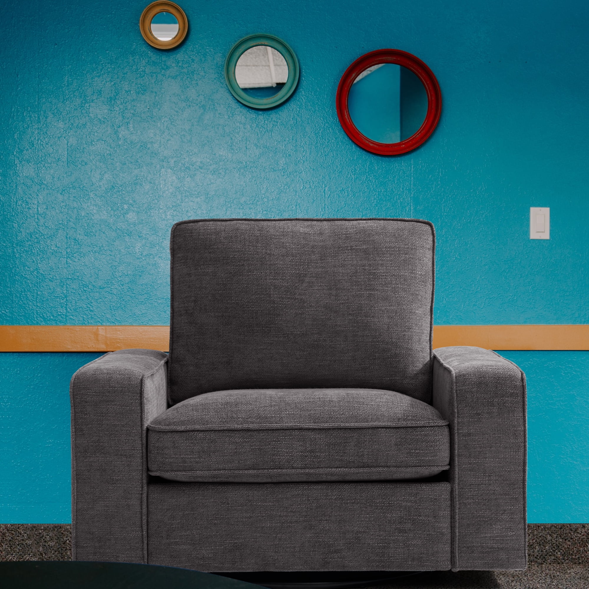 Fairyland Modern Swivel Sofa Chair for Living Room, Chenille 1 Seater