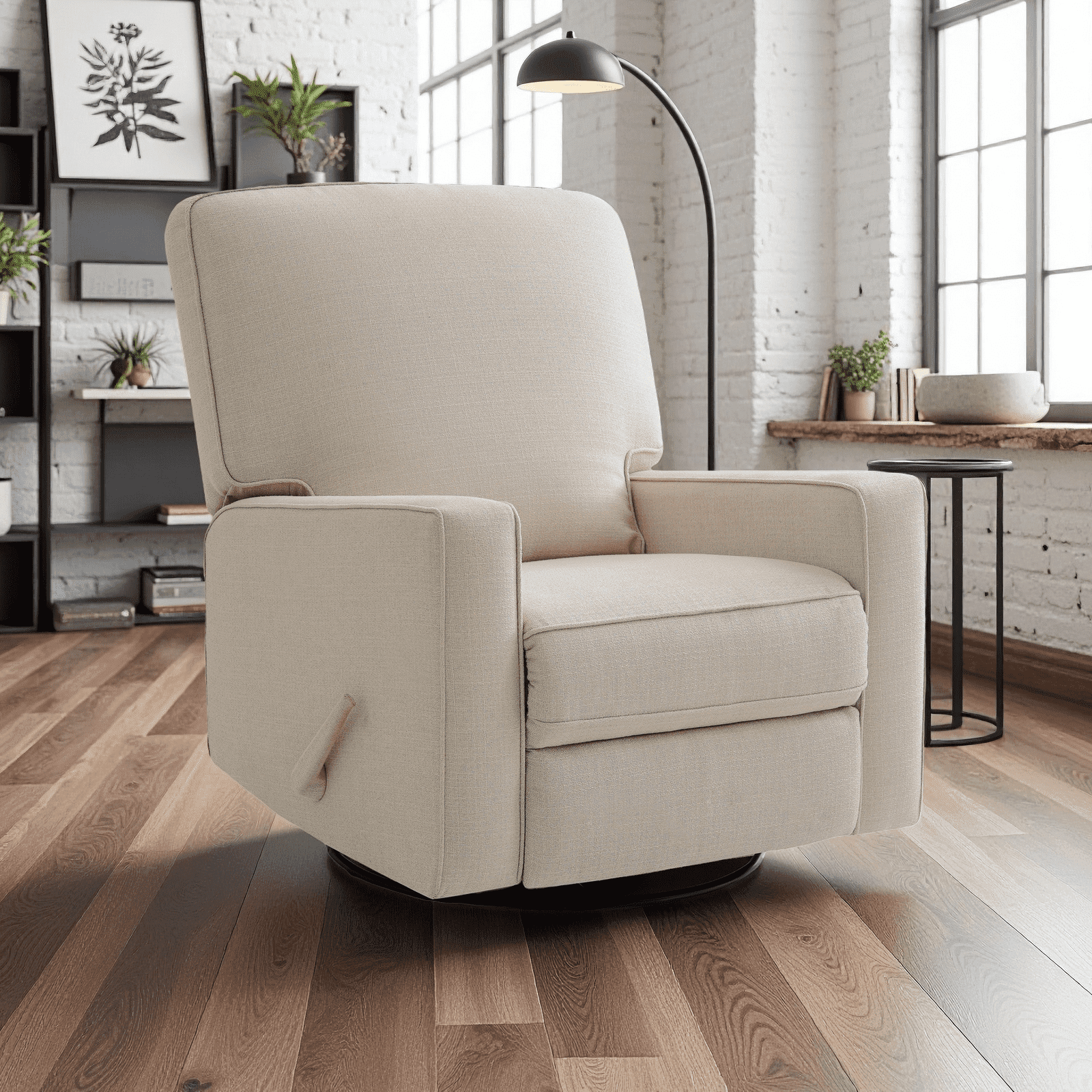 Fairyland Multi-Functional Swivel Glider Recliner Chair, 360° Rocking Recliner for Small Spaces, Nursery & Home Theater,Beige