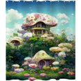 thumbnail image 1 of Fairyland Mushroom Shower Curtain Cartoon Kids Natural Cabin Aesthetic for Bathroom Decor Polyester Fabric Waterproof Sets with 12 Hooks 72x72 Inch, 1 of 6