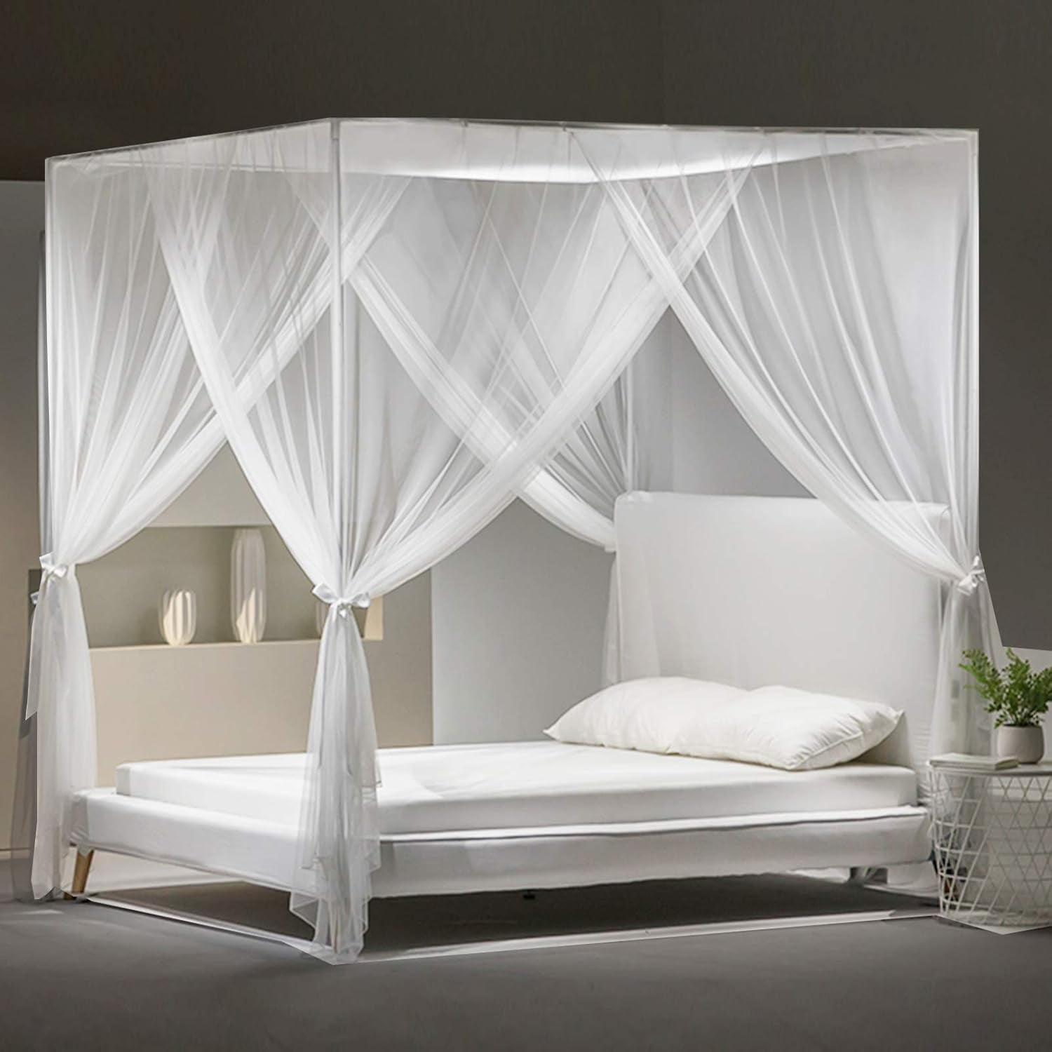 Fairytale Bed Canopy, Simple Installation With Corner Post Mosquito Net, Breathable Polyester Material, Practical For Travel And Camping, Adjustable Height For Any Bed Size