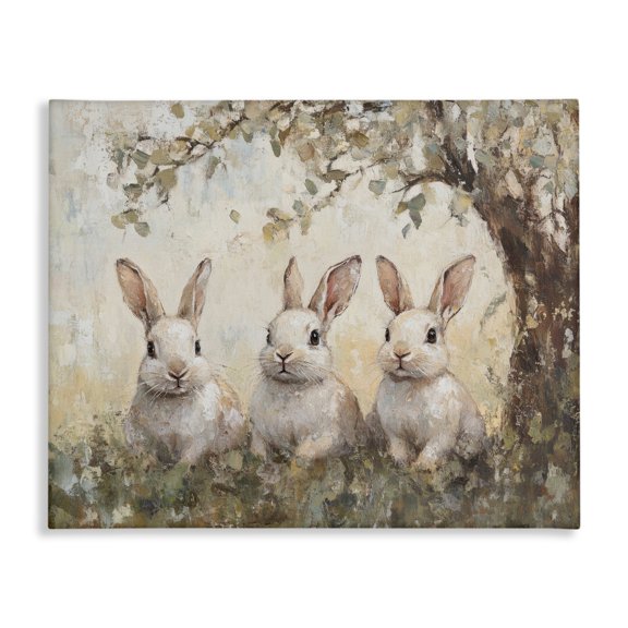Stupell Industries Fairytale Bunnies under Tree Canvas Wall Art, design by Petal Prints Design
