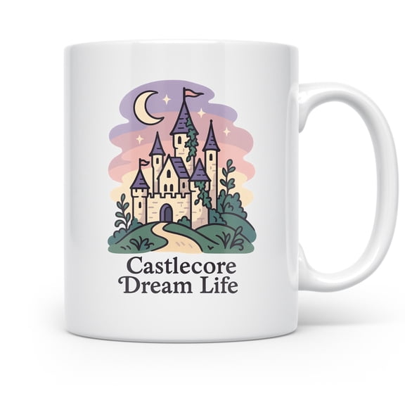 Fairytale Castle 11 oz Coffee Mug - Pastel Fantasy Design White Ceramic
