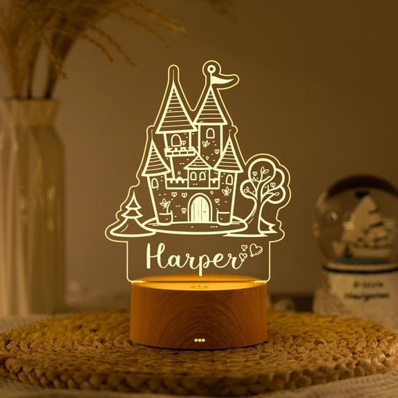 Fairytale Castle Custom Name Night Light Acrylic Fantasy Palace Lamp Bedroom Decoration Gift For Dreamers